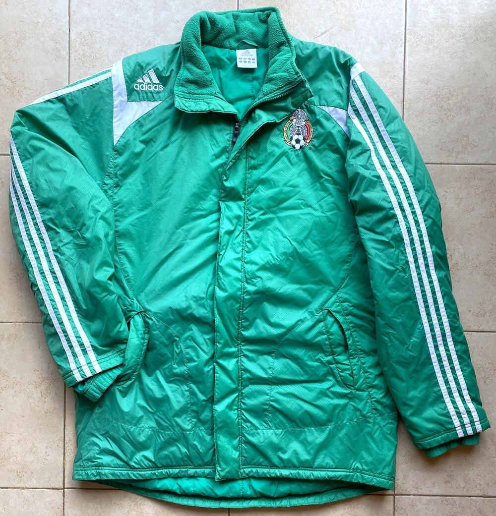 Mexico Soccer 2007 ADIDAS puffer Sideline jacket L green FIFA football vintage